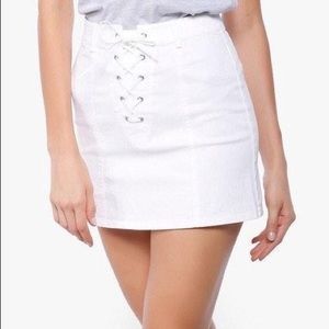 White Lace Up Skirt
